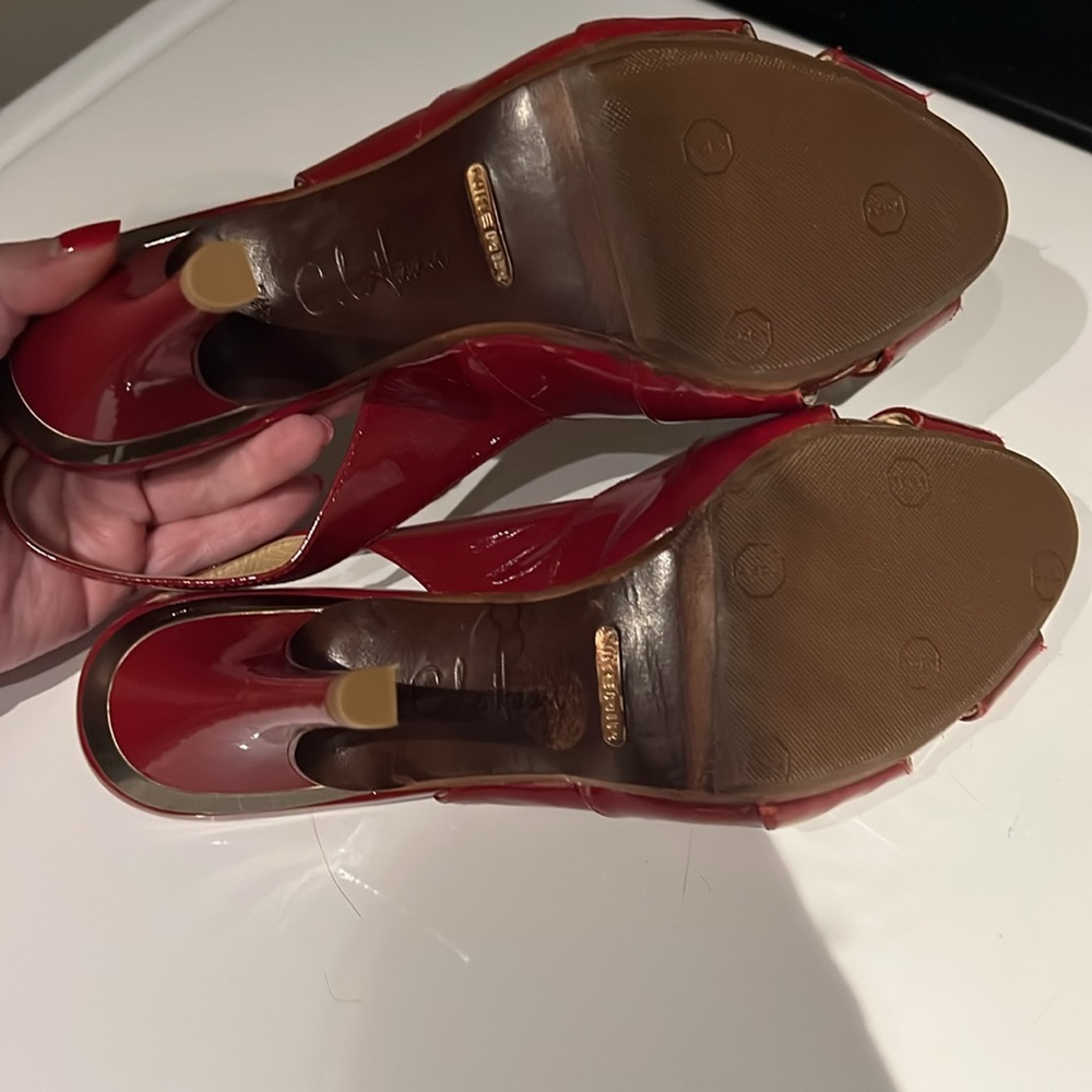Cole Haan Nike Air Red Patent Slingback Heels - Picture 3 of 6